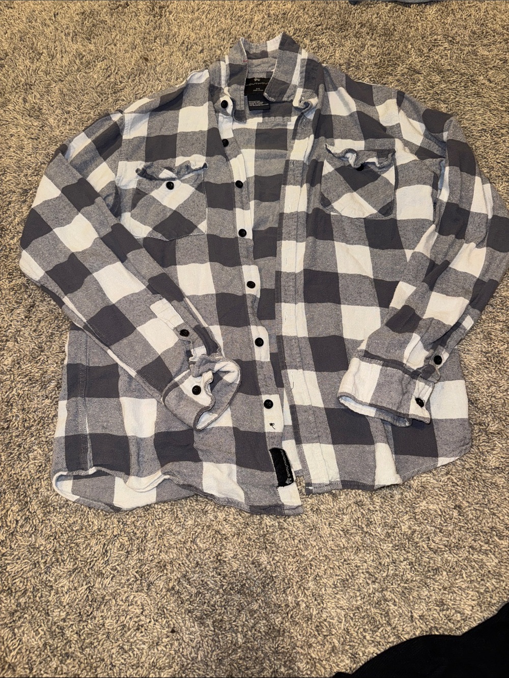 Men's Buffalo Check Button-Down Shirt Jacket - Gray & White